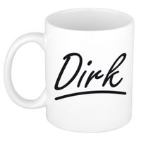Naam cadeau mok / beker Dirk met sierlijke letters 300 ml   -