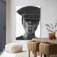 Urban Cotton Wandkleed 'Smokes' 80 x 110cm in Frame - black