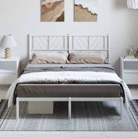 Bedframe met hoofdbord metaal wit 150x200 cm
