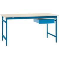 Manuflex BB5257.5007 Compleet bijzettafel basis stationair met kunststof plaat + enkele lade, bxdxh: 1500 x 800 x 780 mm Stralend blauw (RAL 5007) - thumbnail