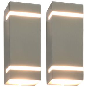 VidaXL Buitenwandlampen 2 st 35 w rechthoekig zilverkleurig