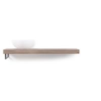 Looox Wooden Base Shelf solo L 120 cm, eiken old grey, handdoekhouders geborsteld rvs - thumbnail