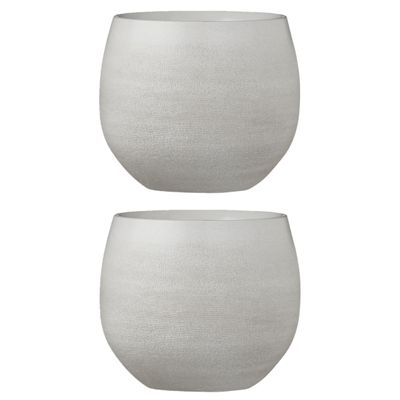 Set van 3x stuks bloempotten creme wit keramiek voor kamerplant H18 x D20 cm