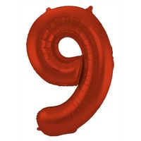 Folie ballon van cijfer 9 in het rood 86 cm - thumbnail