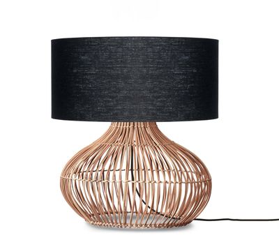 GOOD&MOJO Tafellamp 'Kalahari' Rotan en linnen, 65cm, kleur Naturel/Zwart