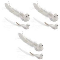 Witte vogeltjes op clip decoratie 6 stuks   - - thumbnail