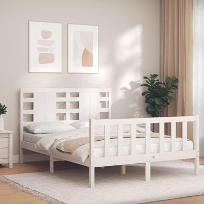 Bedframe zonder matras massief grenenhout wit 120x200 cm