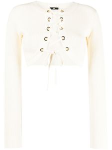 Elisabetta Franchi cardigan crop à détail de laçage - Tons neutres