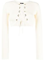 Elisabetta Franchi cardigan crop à détail de laçage - Tons neutres
