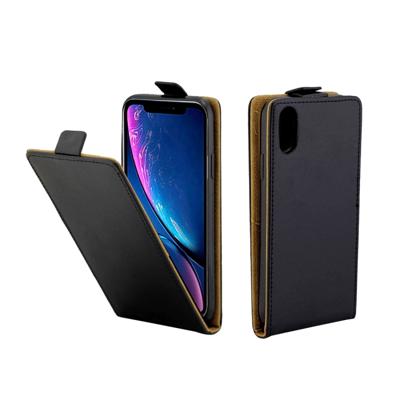 Zakelijke stijl verticale Flip TPU lederen hoes for iPhone XR, met kaartslot (zwart)