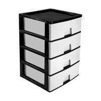 Ladeblokje/bureau organizer 4x grote lades - antraciet/wit - L38 x B38 x H58 cm - kunststof