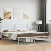 Bedframe met hoofdbord metaal wit 200x200 cm