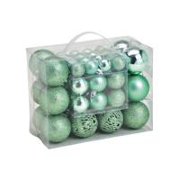 Kerstballen - set 50x st - mintgroen - 3,4,6 cm - kunststof - kerstversiering