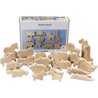Creativ Company Houten dieren, boerderij en safari, h: 3-14,5 cm, dikte 2 cm, 44 stuk/ 1 doos