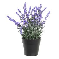 Lavendel bloemen kunstplant in bloempot - paarse bloemen - 15 x 27 cm   -