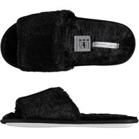 Apollo huisslippers / instapsloffen / pantoffels met bont - Voor dames - zwart - maat 37-38