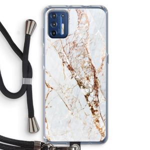 Goud marmer: Motorola Moto G9 Plus Transparant Hoesje met koord