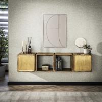 LifestyleFurn Hangend Dressoir 'Renée' Mangohout en brass, 169cm