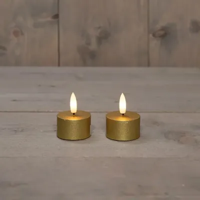 Anna&apos;s Collection LED theelicht 3d flame 5cm goud 2 stuks