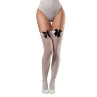 Verkleed kniekousen - wit met zwarte strikjes - one size - voor dames