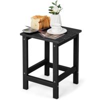 Bijzettafel Kleine Tuintafel van UV-Bestendige Kunststof Balkontafel Weerbestendig 35,5 x 35,5 x 46,5 cm Zwart/Bruin/Wit
