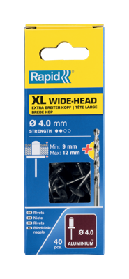 Rapid Blindklinknagels XL | Ø4 x 16 mm | Incl. Boor | 40 Stuks - 5000662