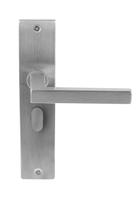Deurklink Linea rvs basis op langschild vrij- en bezet 63mm Deurklink Linea rvs basis op langschild vrij- en bezet 63mm