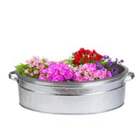 Plantenpot/teil voor buiten - groot - zink - zilver - L59 x D45 X H15 cm