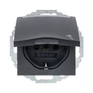 Berker S1 B1/B3 wandcontactdoos met randaarde en klapdeksel 1-voudig antraciet mat 47441606