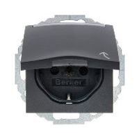 Berker S1 B1/B3 wandcontactdoos met randaarde en klapdeksel 1-voudig antraciet mat 47441606
