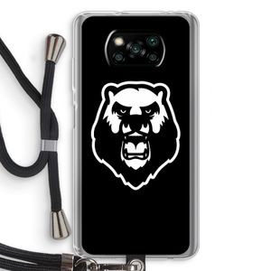 Angry Bear (black): Xiaomi Poco X3 NFC Transparant Hoesje met koord