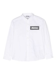 Moschino Kids chemise en coton stretch à patch logo - Blanc