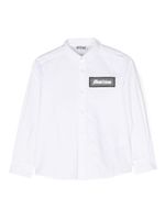 Moschino Kids chemise en coton stretch à patch logo - Blanc