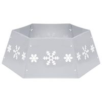 vidaXL Kerstboomrok Ø68x25 cm zilverkleurig en wit