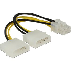 DeLOCK 2x Molex 4pin -> 6 pin PCIE, 15cm kabel