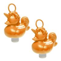 Duckiez eenhoorn badeendje badspeelgoed - 6x - oranje - 15 x 7 cm - Met oogje voor het hengelspel