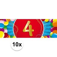 10x 4 Jaar leeftijd stickers verjaardag versiering   -