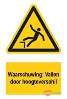 Waarschuwingsbord / sticker vallen door hoogteverschil met tekst - A5