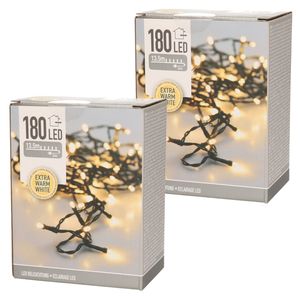 2x stuks kerstverlichting extra warm wit buiten 180 lampjes