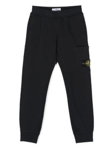 Stone Island Junior pantalon de jogging à patch logo - Bleu