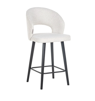 Barstoel Savoy White Bouclé - Laag