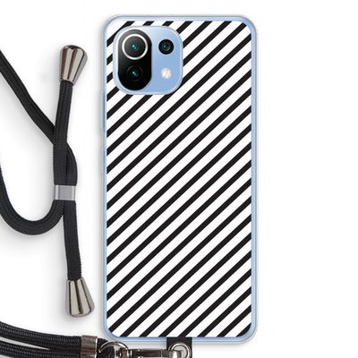Strepen zwart-wit: Xiaomi Mi 11 Lite Transparant Hoesje met koord
