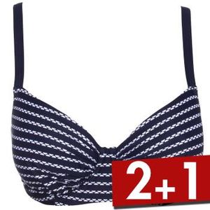 Damella Navy Stripe Bikini Underwire Bra