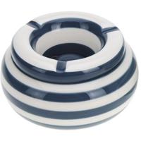 Stormasbak - Donkerblauw met wit - gestreept - keramiek - 11 x 6 cm