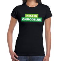 Niks is onmogelijk zwart festival t-shirt dames