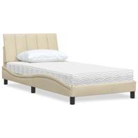 Bed met matras "Hanko" stof crèmekleurig 100x200 cm