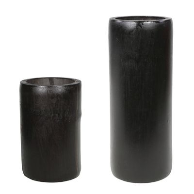 Set van 2x bamboe theelichthouders/waxinelichthouders grijs/groen 13 en 20 cm - Waxinelichtjeshouders Set van 2x bamboe theelichthouders/waxinelichthouders grijs/groen 13 en 20 cm - Waxinelichtjeshouders