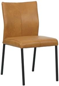 Cognac leren moderne eetkamerstoel Basic - poot vierkant zwart - Granada leer Sahara (cognac leer)
