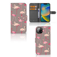 iPhone 14 Plus Telefoonhoesje met Pasjes Flamingo