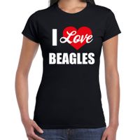 I love Beagles honden t-shirt zwart voor dames